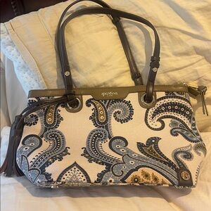 Spartina 449 Island Canvas Leather Paisley Tote with Matching Money Purse NWOT